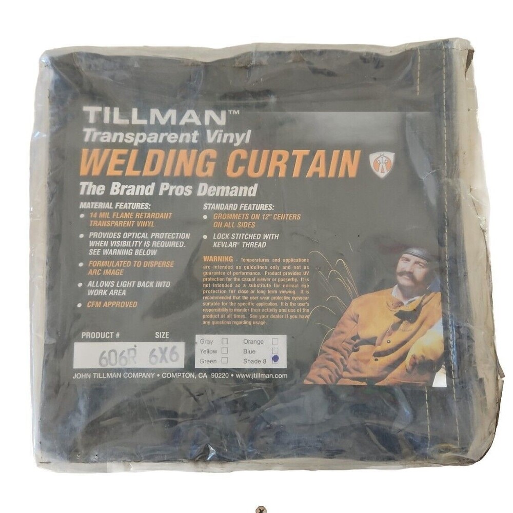 Tillman 606R 6x6 ft Shade 8 Vinyl Welding Curtain Flame Retardant Grommets